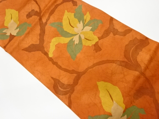 JAPANESE KIMONO / VINTAGE NAGOYA OBI / WOVEN FLOWER ARABESQUE